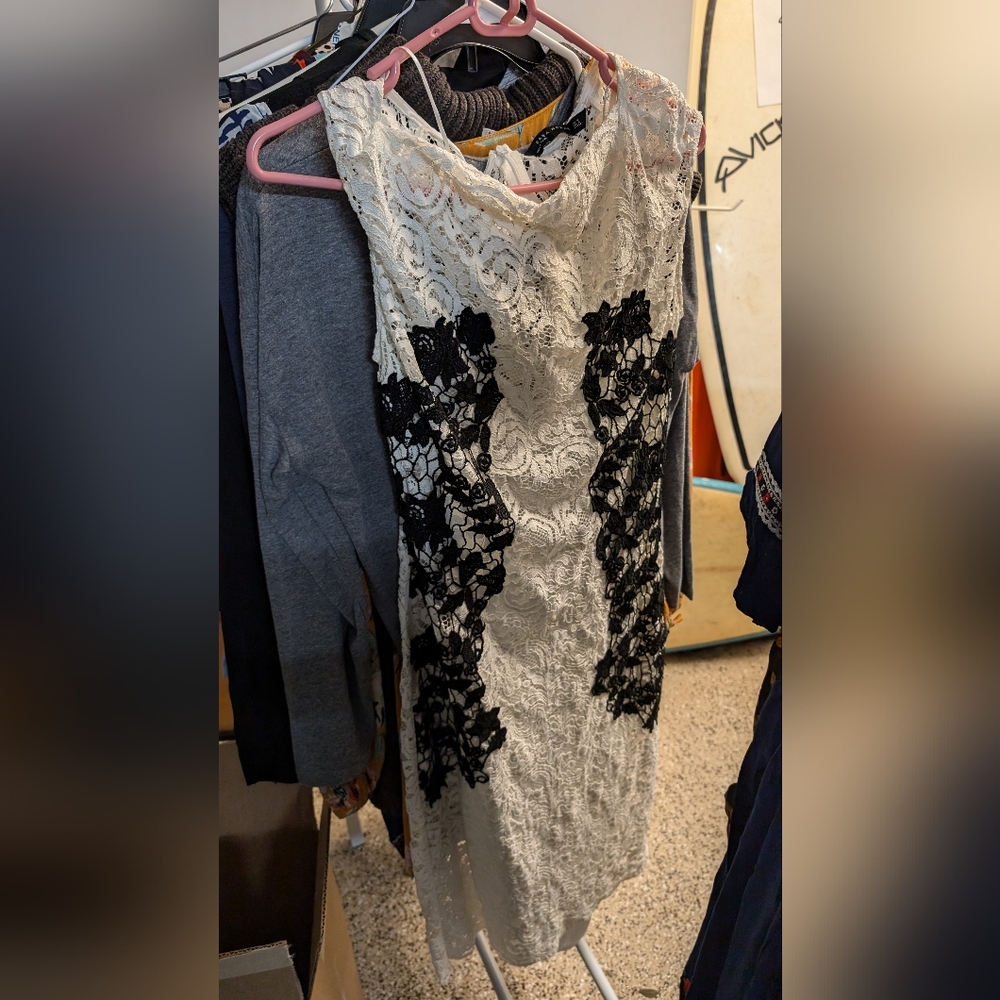 Zara black and white lace dress
